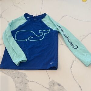 Vineyard Vines Kids Aqua and Navy Rashguard